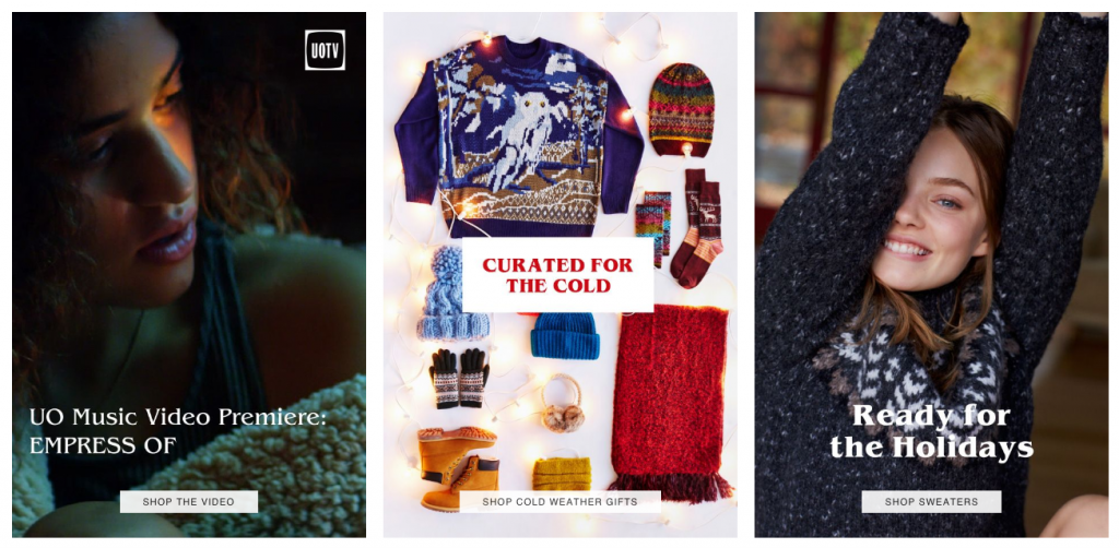 Urban Outfitters uses Modular Design on to showcase holiday items.